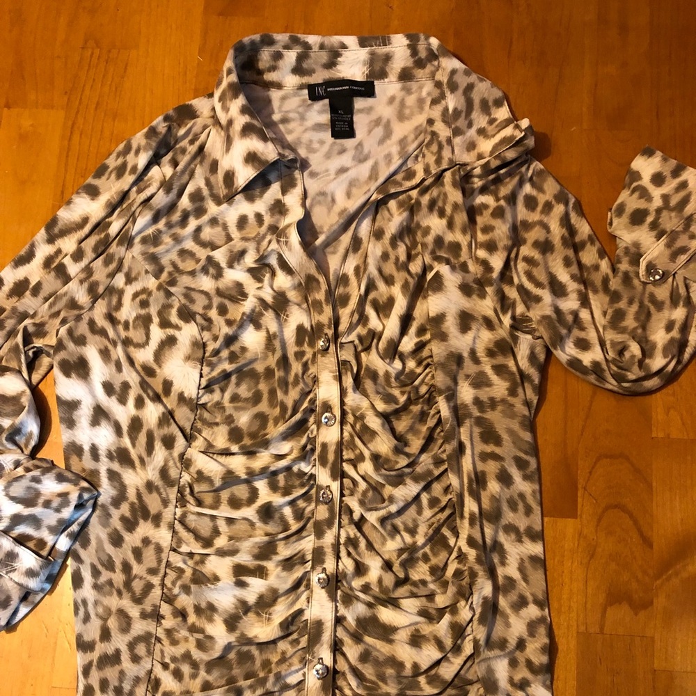 INC XL print ruched blouse